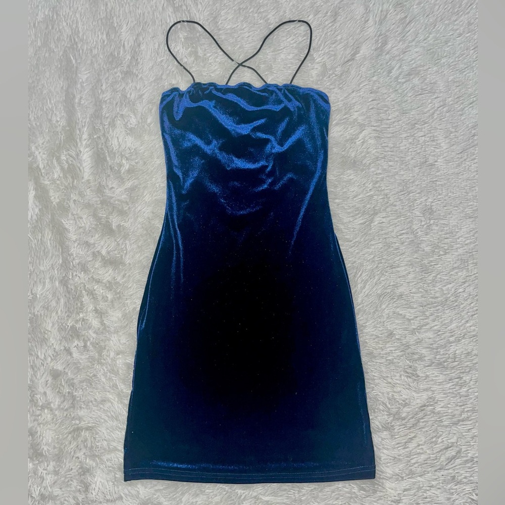 Velvet ZigZag Strap Dress
